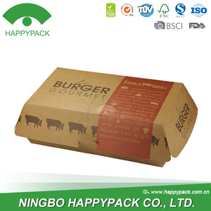 HAPPYPACK-fiambrera de papel kraft desechable con logotipo personalizado, caja para guardar comida, fiambrera, hamburguesa, muestras gratis - Product Image 6