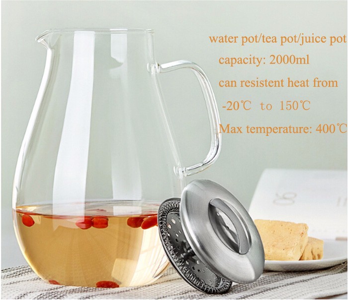 Heat Resistant Borosilicate Decorative Glass Water Filter Pitcher Glass Water Jug