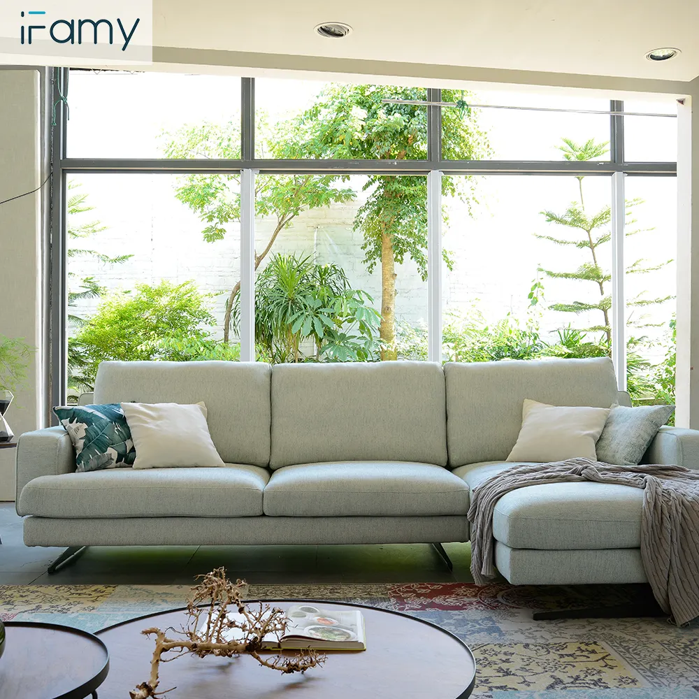 Foshan Shunde Mebel Desain Italia Ruang Tamu Sofa Sudut Modern