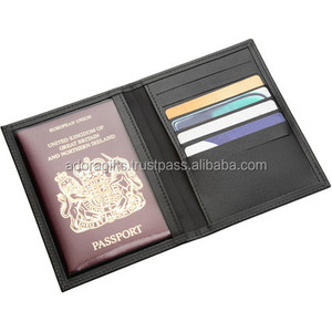 Estuche para pasaporte de cuero genuino negro con protección RFID Cierre plegable Diseño unisex Tarjetero duradero de alta calidad incluido - Product Image 1