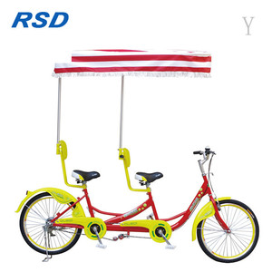 Bicicletta a 3 Posti per 3 Persone/Bicicletta Tandem Gialla per Noleggio/Bicicletta con Controllo Freni a Mano - Product Image 4