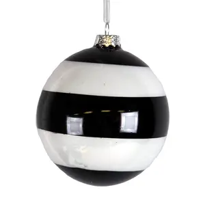 Grands ornements de boule de noël, noir et blanc, 1 pièce