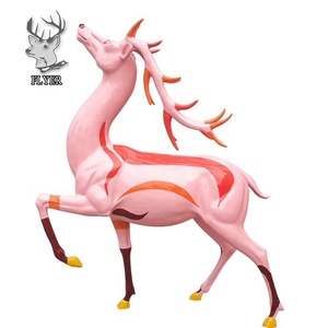 Coppia Di Statue Cervo Sika Per Giardino In Resina - Decorazione Outdoor 17 Cm