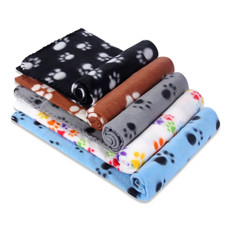 Puppy blanket warm dog pet sleeping mat pad camping bed cover with paw print
