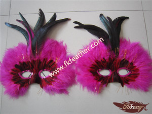 Fuentes Del Partido Del Bachelorette Rose Red Mardi Gras Máscara <span class=keywords><strong>de</strong></span> Plumas <span class=keywords><strong>de</strong></span> Pavo - Product Image 5