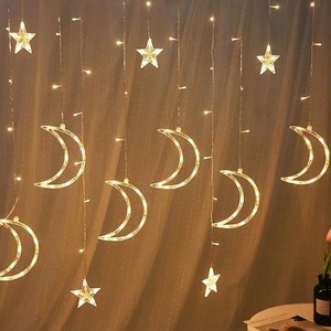 8 chế độ trong nhà ngoài trời giáng sinh ramadan Cổ Tích đèn <span class=keywords><strong>Led</strong></span> mặt trăng sao rèm cửa sổ Icicle chuỗi đèn cho kỳ nghỉ trang trí - Product Image 3