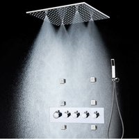 Vevohm robinetterie de pomme de douche Led, salle de bains carrée de plafond 500x500mm ensemble de douche à 4 voies déviateur de douche thermostatique avec jets corporels
