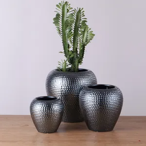 Macetas modernas con forma única de punto en relieve, color negro mate, para decoración del hogar, maceta de jardín para plantas en vivo