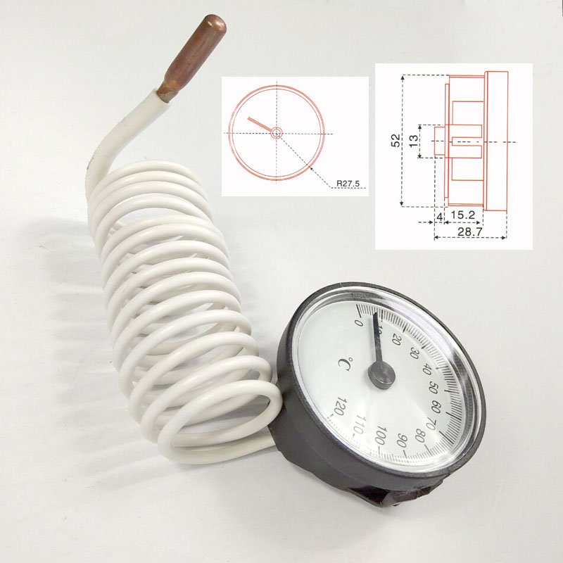 Thermomètre à Cadran Professionnel 0-120°C – Pour Eau Et Huile – Capteur Laiton 1 M – Lecture Facile
