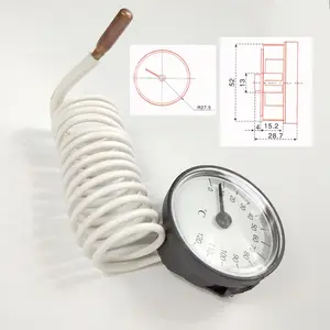 Termômetro Industrial de Vapor com Mostrador Analógico, Medidor de Temperatura de Cobre com Sonda, Teoria da Pressão - Product Image 1
