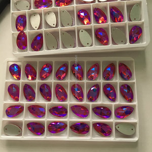 2017 RED AB Accesorios de costura Lágrima Cristal Parte posterior plana Piedras de cristal - Product Image 4
