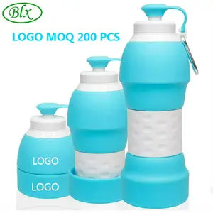 재사용 가능한 580ml 20oz BPA 무료 친환경 여행 야외 스포츠 휴대용 누출 방지 실리콘 접이식 접이식 물병 컵