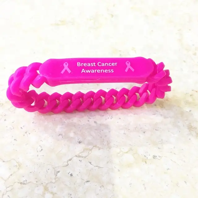 2024 новый дизайн браслет розовый цвет Рак молочной железы осведомленность силиконовые браслеты