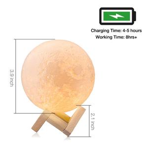Nhà Máy Giá điều khiển cảm ứng 8-20cm Ajustable độ sáng LED ánh sáng ban đêm USB sạc ấm lạnh <span class=keywords><strong>3D</strong></span> ánh sáng mặt Trăng với đứng - Product Image 5