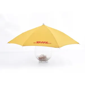 사용자 정의 손잡이 없음 작은 로고 인쇄 낚시 손 무료 착용 우산