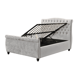Cama con Espacio de Almacenamiento y Apertura Lateral con Botones <span class=keywords><strong>Alton</strong></span>, Tapizada en Tela Chenille de Seattle - Product Image 2