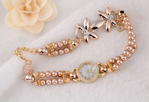 Orologio da Polso alla Moda per Donne, Orologio Casual con Perle e Fiori - Product Image 5