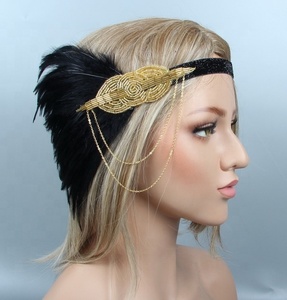 Bestdance-Diadema con plumas, tocado de novia <span class=keywords><strong>Vintage</strong></span>, 1920s, gran Gatsby - Product Image 3