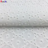 Rxf0506 nuovissimo tessuto in Voile di pizzo lucido 210gsm Lyocell cotone bianco ricamo broderie anglaise per abiti