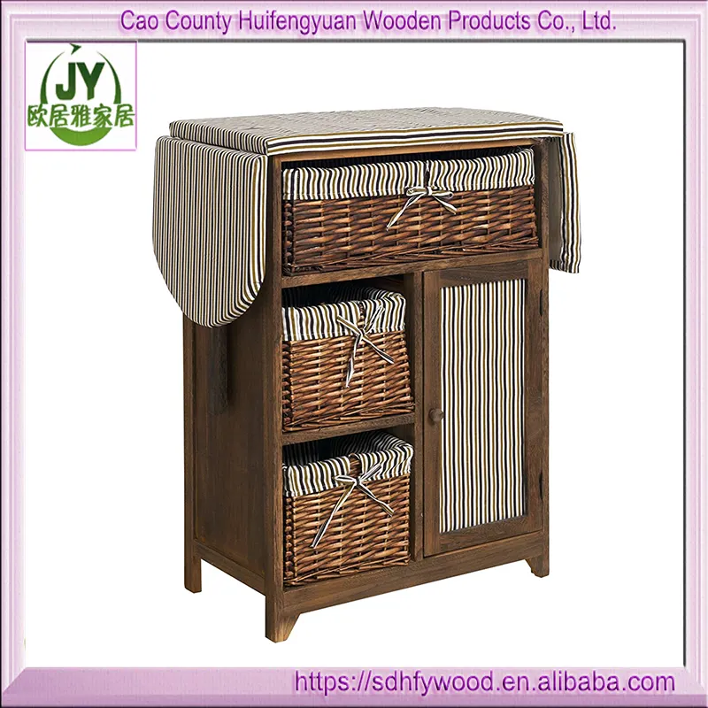 Foldable Sew Ironing Console Table Cabinet with Wicker Drawer Ironing Board Folding Wooden Ironing Shelf Table Unit