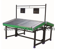 Étagère de supermarché pour aliments frais, table de présentation en métal robuste à 2 niveaux et double face pour fruits et légumes, étagères de supermarché