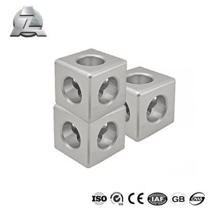 Vente en gros 40x40 tslot aluminium t fente coin 2 3 voies connecteurs carrés bloc support profil - Product Image 4