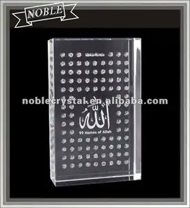 Großhandel Islamischen Souvenirs Kristall 99 Namen von Allah Kristall Block Award