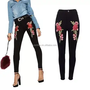 Женские 3D Роза вышитые джинсы новая модель джинсы длинные джинсы
