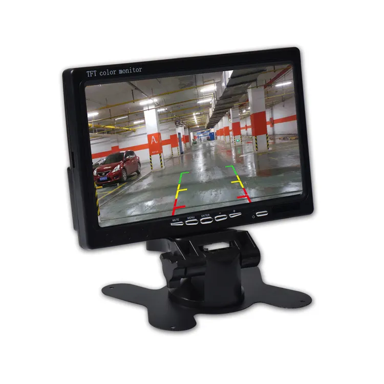 7 inch Portabel Backlight Digital Car Rear View Monitor untuk Kamera Cadangan, NTSC/PAL, dengan Remote control dan Berdiri Bracket