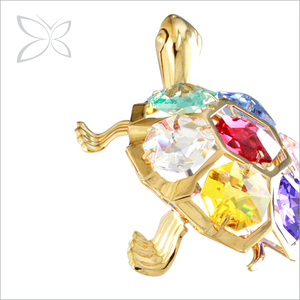 คริสตัลคราฟต์ รูปปั้นเต่าชุบทอง ประดับคริสตัลเจียระไนแบบบริลเลียนต์ งานศิลปะพื้นบ้าน ของตกแต่งบ้านสไตล์ยุโรป ของสะสมงานศิลปะ - Product Image 2