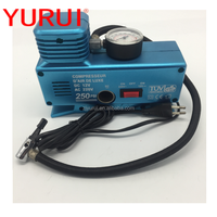 Compresseur d'air DC/AC 250 PSI Pompe à pneus en plastique avec manomètre Gonfleur miniature portable noir