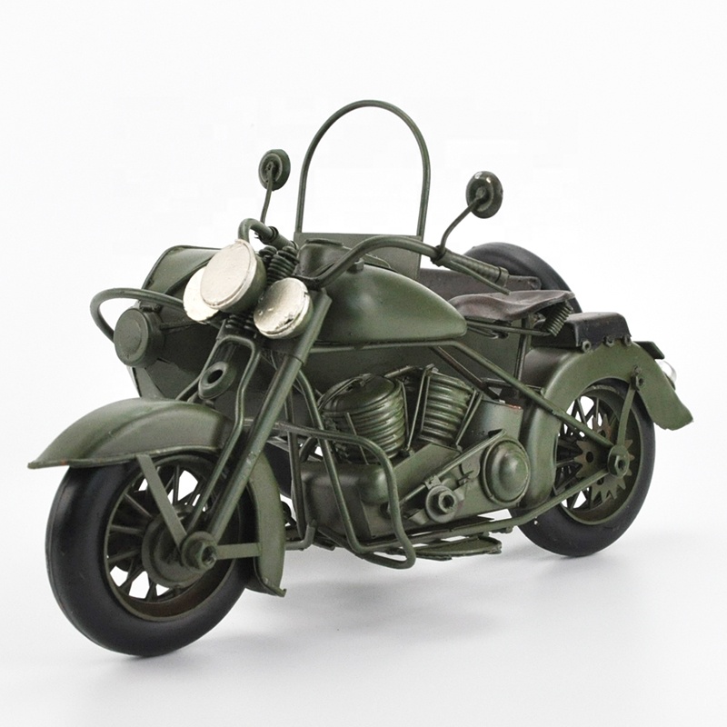 Ручной работы из металла 3 стороны колес ботинки в байкерском и винтажном стиле модель для струйного принтера Desk Декор армии военная техника античный модель мотоцикла металлическое ремесло