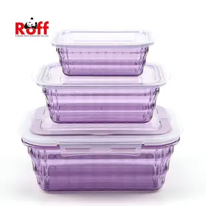 New design PS 3pcs with handle food grade storage container plastic food storage container set