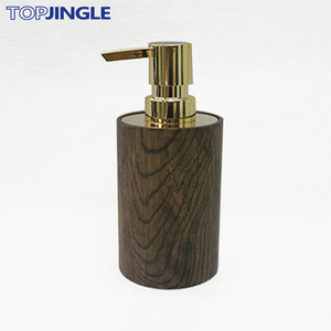Distributeur de savon à main cylindrique en bois Toon brun gracieux pour usage domestique, hôtel et toilettes - Product Image 1