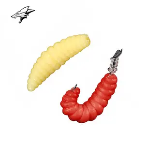 Gusano de cera Artificial para pesca, abeja, polilla, Larva, Wiggler, gusano brillante