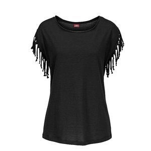 Tuniche alla Moda per Donna Taglie Forti con Maniche a Frange, T-Shirt Casual Tinta Unita per la Stagione Primaverile - Product Image 4