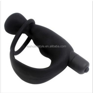 Male <strong>G</strong>-<strong>spot</strong> Toys Prostate Black Prostate Massager Anal <strong>Vibrator</strong> with <strong>Finger</strong> Ring - Product Image 1