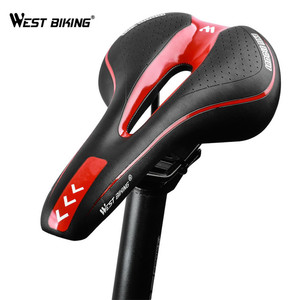 WEST BIKING <span class=keywords><strong>Selle</strong></span> <span class=keywords><strong>de</strong></span> vélo confortable en cuir PU respirant avec coussin avant en silicone pour vélo <span class=keywords><strong>de</strong></span> route VTT, simple et élégante - Product Image 3