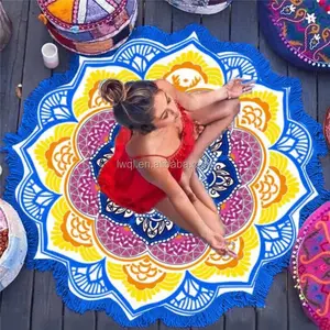 fruit mandala design shaped round beach towel high quality