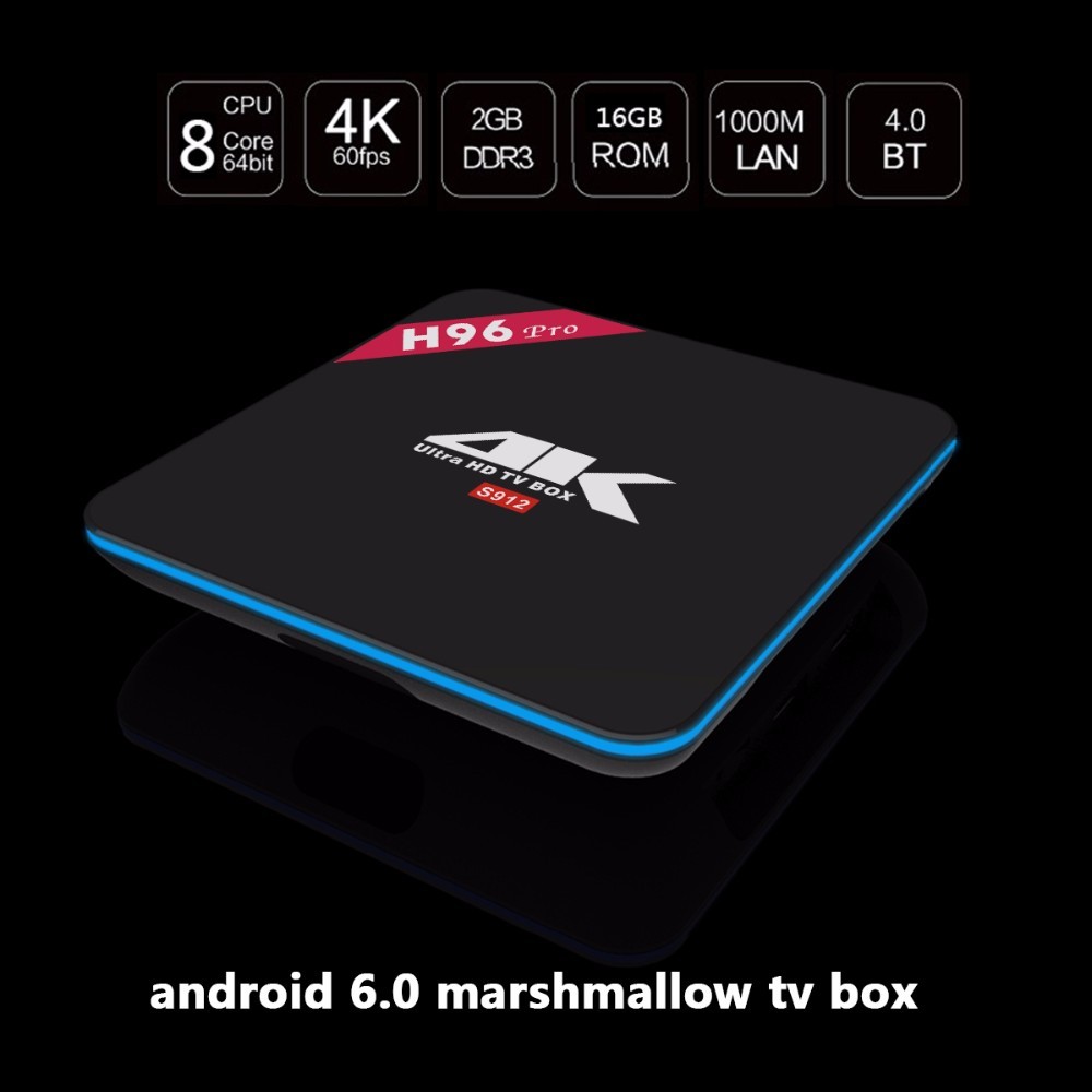 Amlogic S912 H96 PRO android 7.0 tv box 4 gb ram 16 gb rom android tv box con kodi 17.0