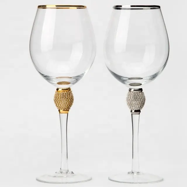 Raymond Crystal Diamond Gold Rimmed Wine Glass Chai Rượu Vang Bao Bì Verre Vin