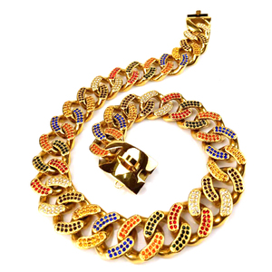 <span class=keywords><strong>Collar</strong></span> personalizado de diamante para perro, gargantilla de cadena de eslabones cubanos sólidos de imitación brillantes de gran tamaño, fabricación OEM, venta al por mayor - Product Image 2
