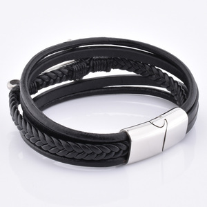 Nuovissimi braccialetti avvolgenti <span class=keywords><strong>in</strong></span> <span class=keywords><strong>pelle</strong></span> da uomo lavorati a mano con fascino di ancoraggio - Product Image 2