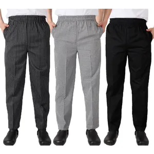 Pantalones de cocina con bolsillos para hombre, ropa de Chef ejecutiva, uniforme de fabricante, elegantes, sarga