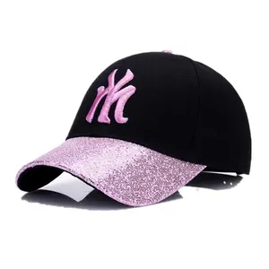 New Style Convex Embroidered Logo Shining Sequin Women Fashion Baseball Caps