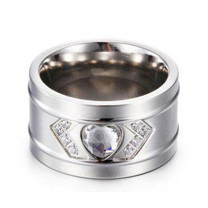 Del Diamante Del Corazón Para Mujer Para <span class=keywords><strong>Hombre</strong></span> <span class=keywords><strong>de</strong></span> Compromiso Alianzas <span class=keywords><strong>de</strong></span> Boda <span class=keywords><strong>de</strong></span> Acero Inoxidable - Product Image 2
