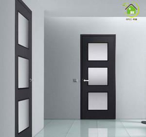 Panneau de porte moderne en verre givré, couleur chocolat, design européen contemporain, portes intérieures - Product Image 1