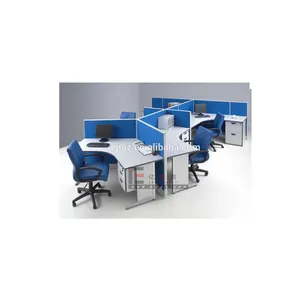 Low Partition with Aluminum Frame Office Workstation for 5 Person