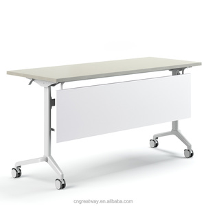 Greatway Folding Desk <strong>with</strong> <strong>Wheels</strong> Office Meeting Training Folding Study <strong>Table</strong> - Product Image 1