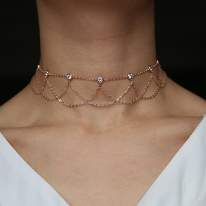 Collana Choker Estiva 2023 con Catena a Maglie CZ, Design in Pizzo, Eleganza Unica e Moderna - Product Image 1